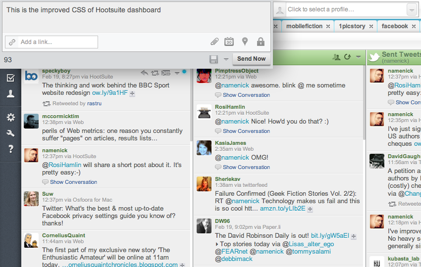 Hootsuite dashboard improved CSS