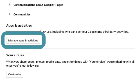 Google Plus - manage your apps