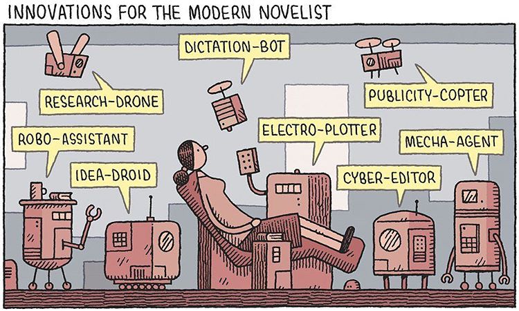 Innovations for the modern novelist - cartoon by Tom Gauld