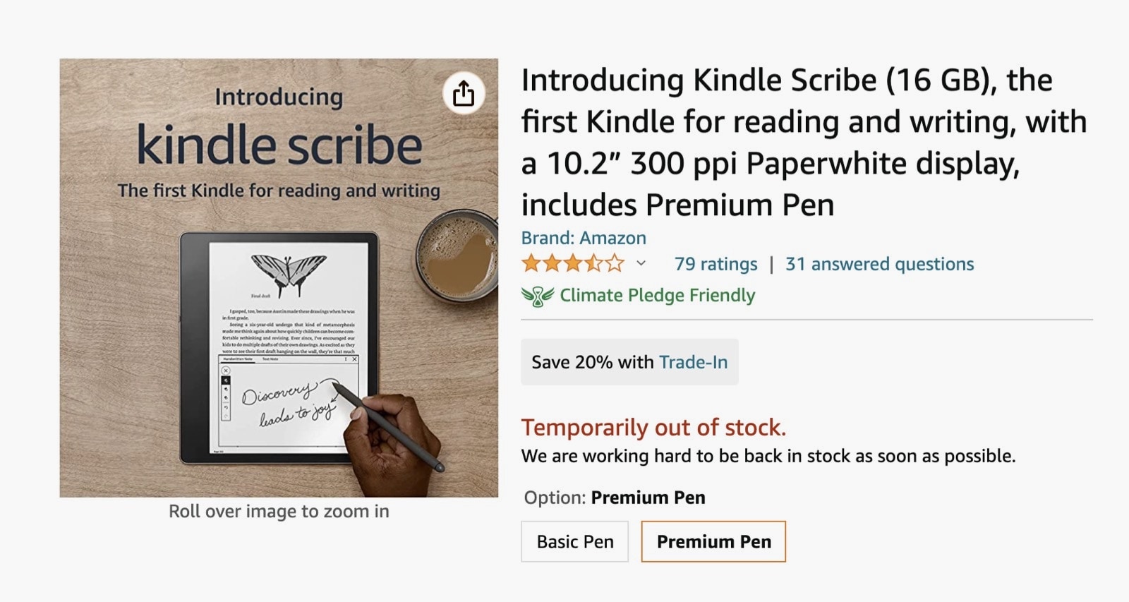 Kindle Scribe Digital Notebook- 64 GB with Premium Pen 2022