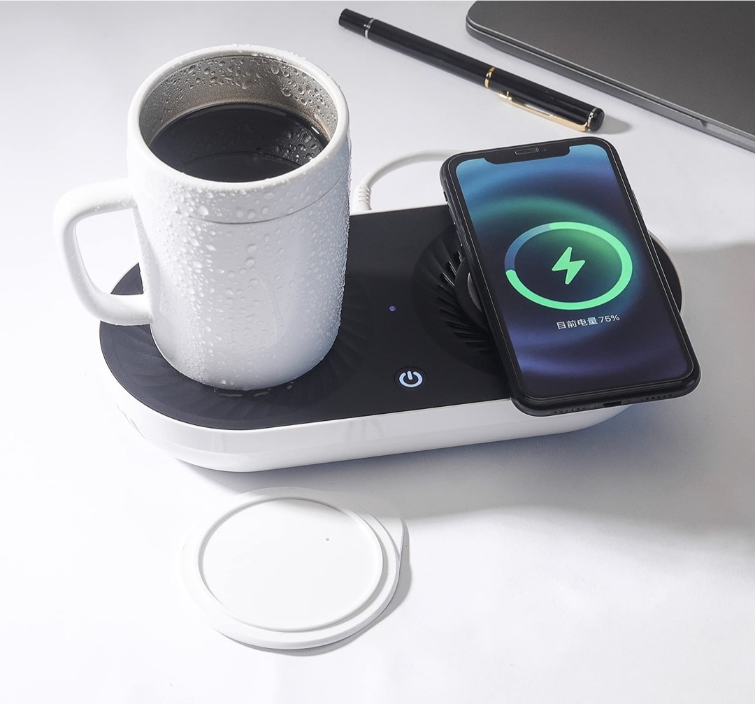 PALTIER Coffee Mug Warmer, Drink Cooler with Wireless Charger, Smart Cup  Warming, Beverage Cooling and Phone Charging 3 in 1 for Desk Office Gift